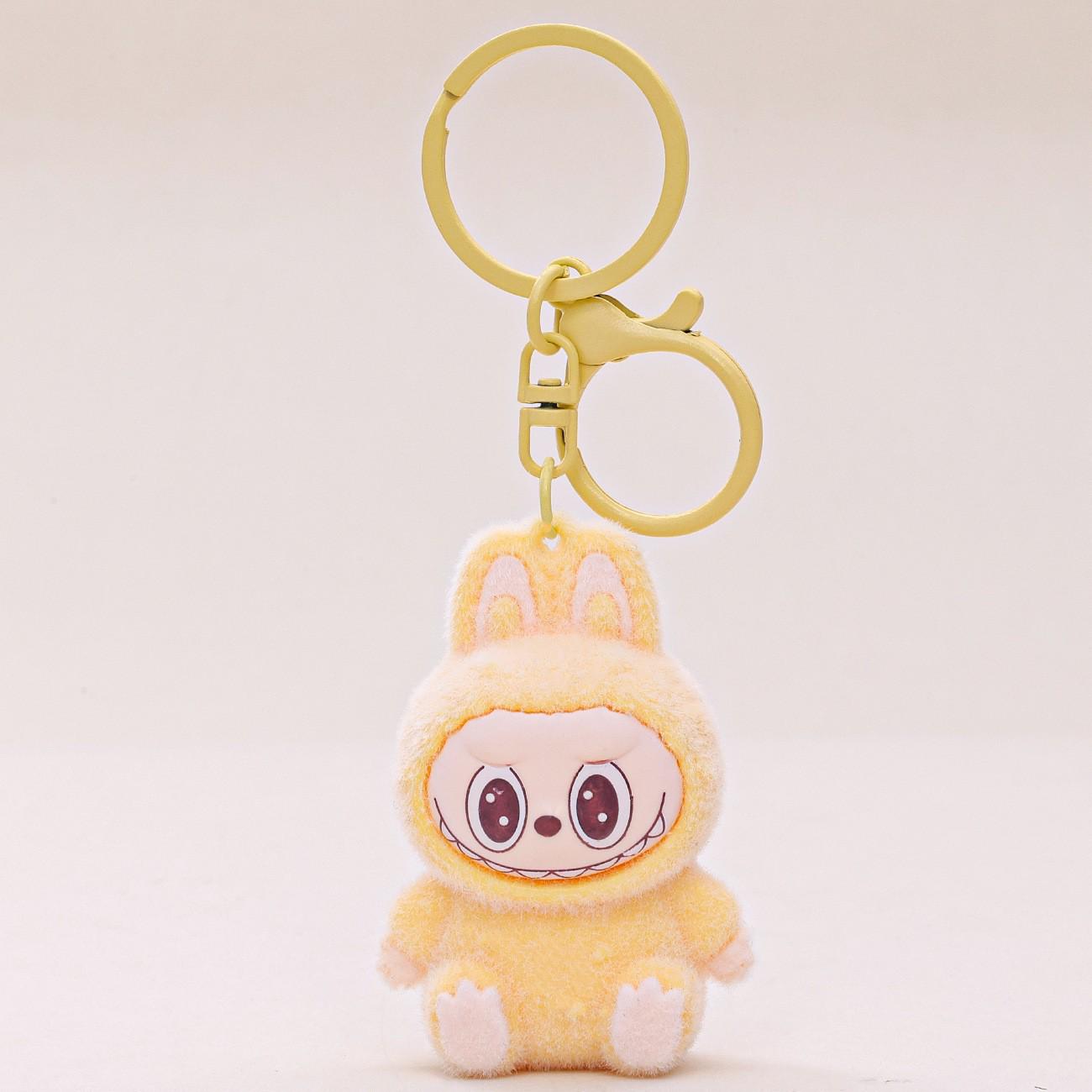 Beflockter LABUBU Anhänger Schlüsselanhänger - Plüsch Kreative Puppe Taschenanhänger Geschenk In Stock