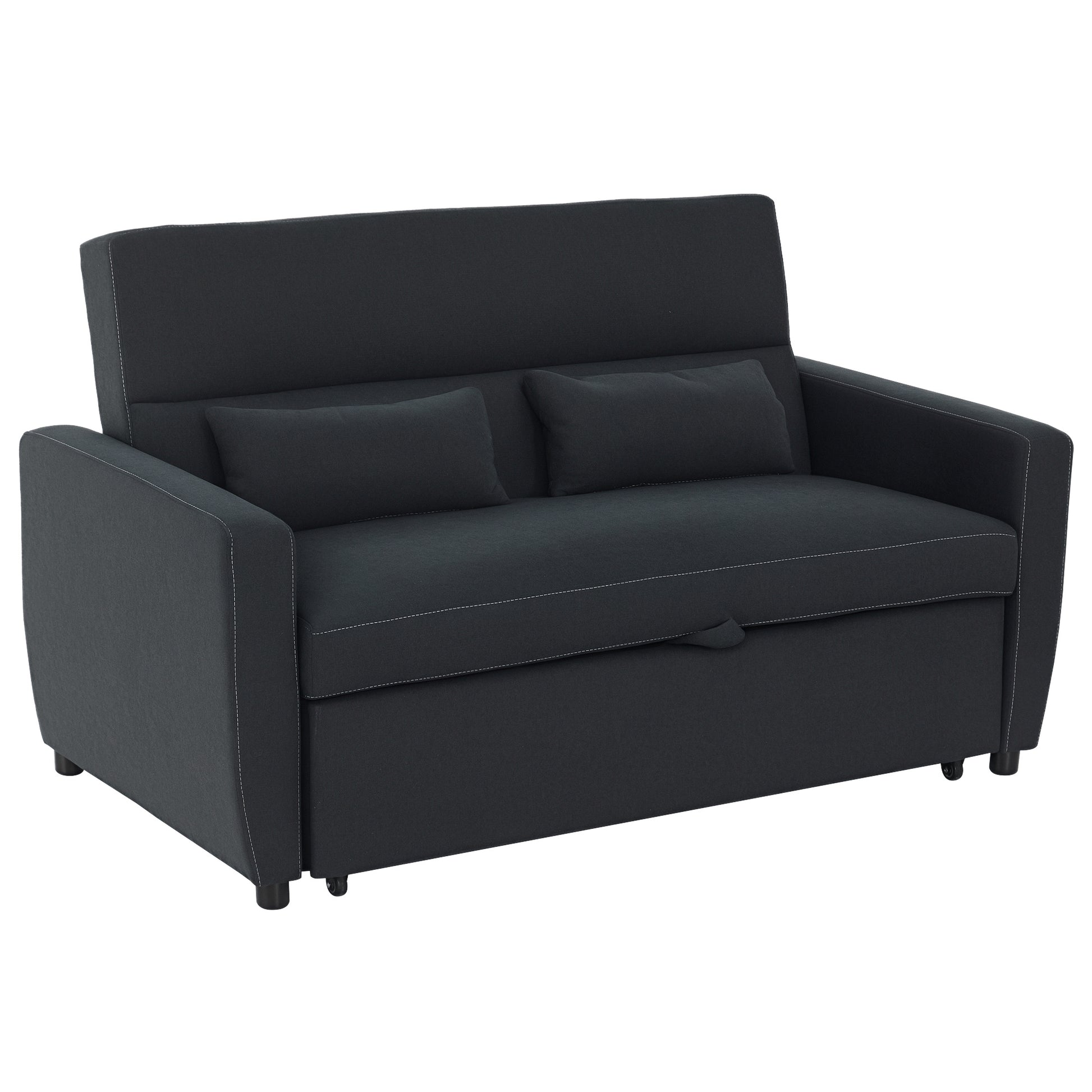 HOMCOM Schlafsofa Klappsofa 2-Sitzer mit Schlaffunktion verstellbarer Winkel Stoffsofa Schwarz 148 x 82 x 89 cm für Wohnzimmer   Aosom.de