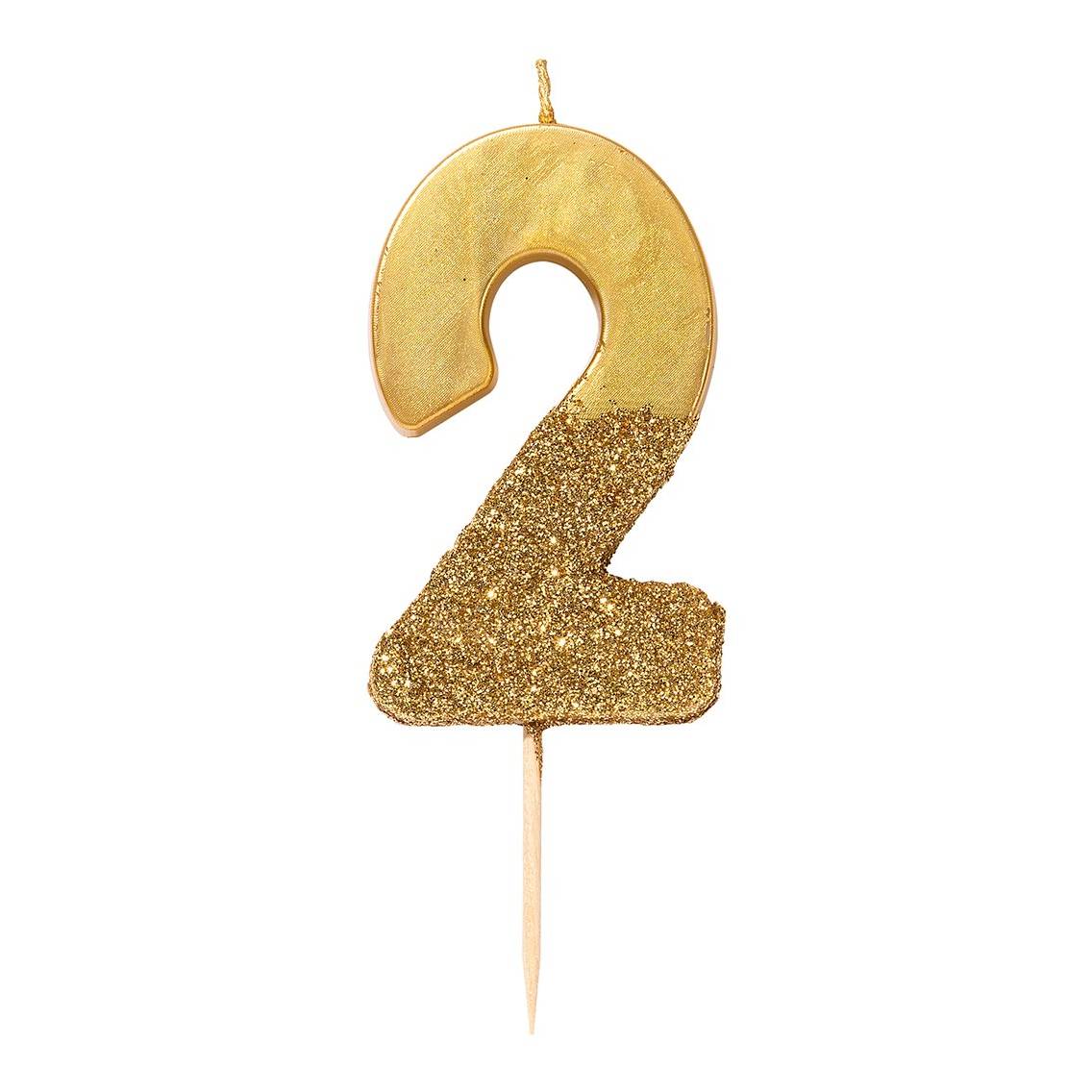 Zahlenkerze gold 2