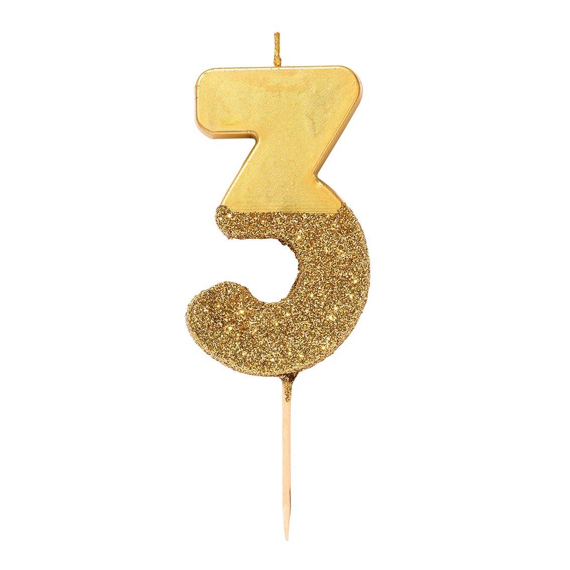 Zahlenkerze gold 3