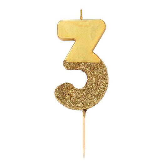 Zahlenkerze gold 3
