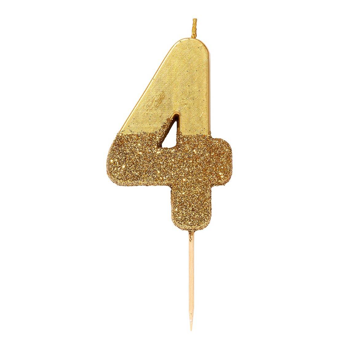 Zahlenkerze gold 4