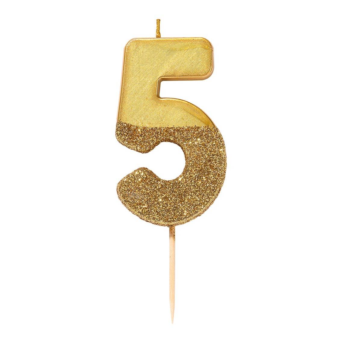 Zahlenkerze gold 5