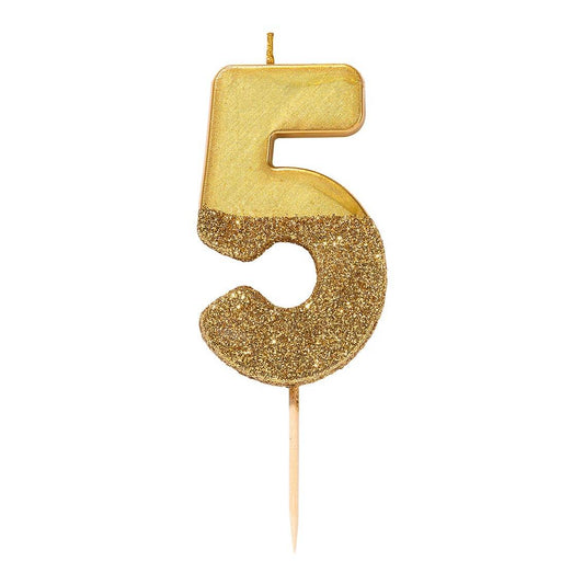 Zahlenkerze gold 5