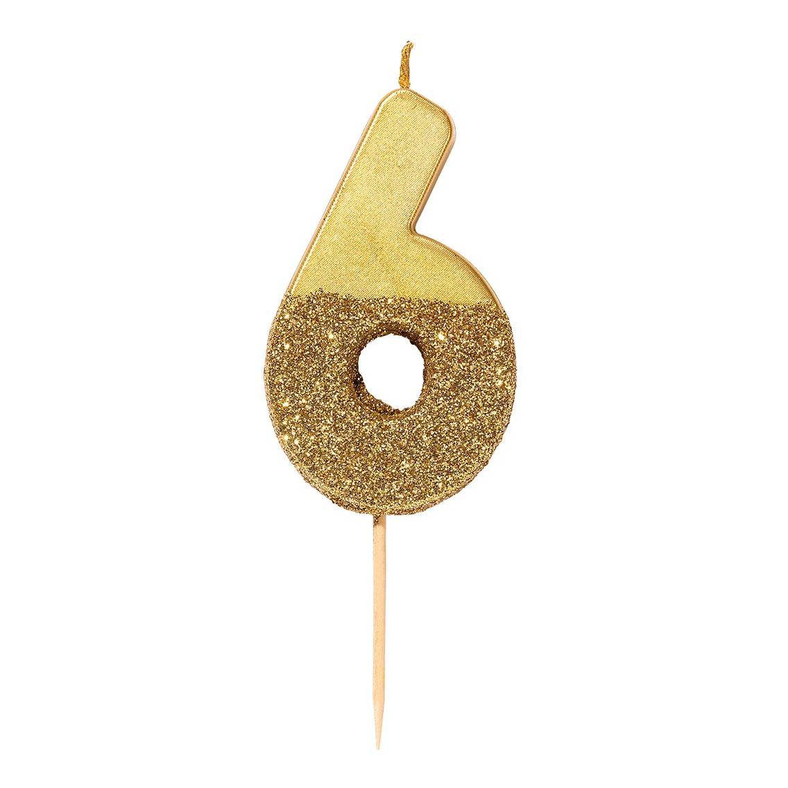 Zahlenkerze gold 6