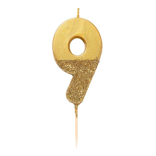 Zahlenkerze gold 9