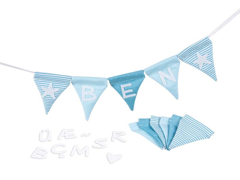 goki Buchstaben-Wimpelkette, blau, mit 10 Wimpeln