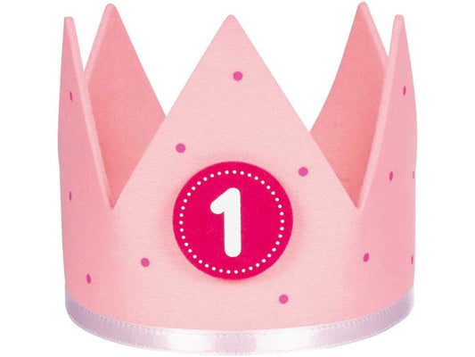 goki Geburtstagskrone rosa, aus Filz, mit austauschbaren Zahlen