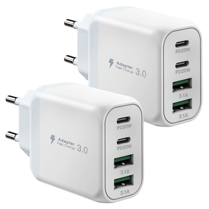 40W USB C Schnellladegerät - 2er-Pack - 4 Port