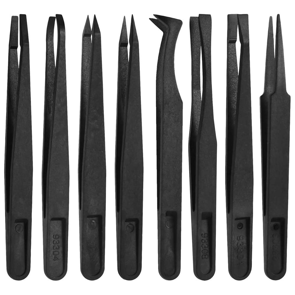 MMOBIEL Anti statisches Kunststoff Präzisionspinzetten Set
