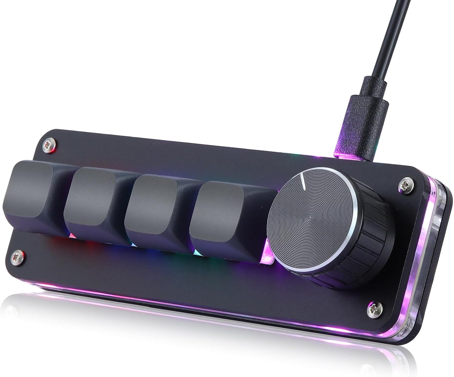 Koolertron 4 Tasten Programmierbare Tastatur Tragbar Mini mit Drehknopf