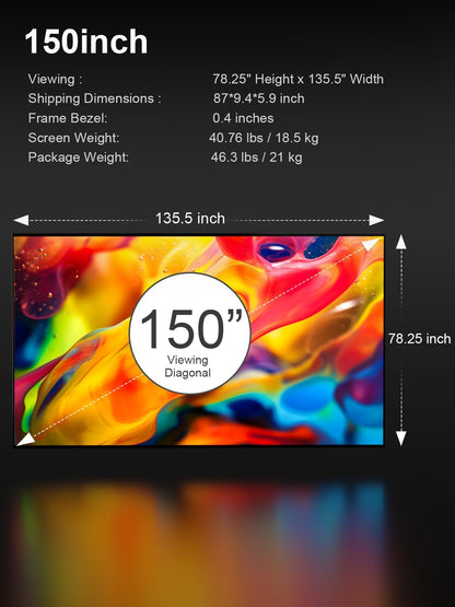 AWOL VISION - 150 Inch Fixierte Projektor Leinwand