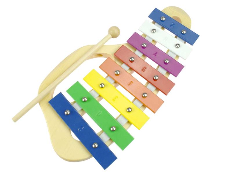 goki Xylophon mit Notenheft, 8 Tonplatten aus Metall, 31,5 cm
