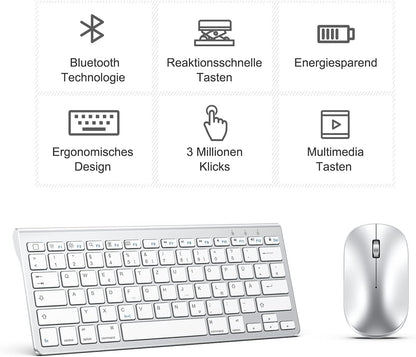 OMOTON Bluetooth - Tastatur, Maus & Ständer Set für alle iPads & Tablets