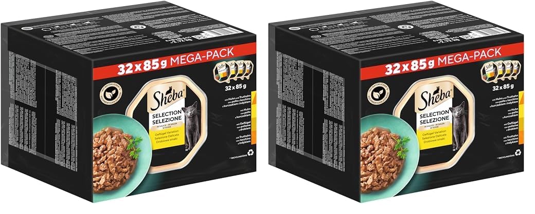 SHEBA Adult Katzenfutter nass - 32x85g Schalen - Geflügel in Sauce - Großpackung