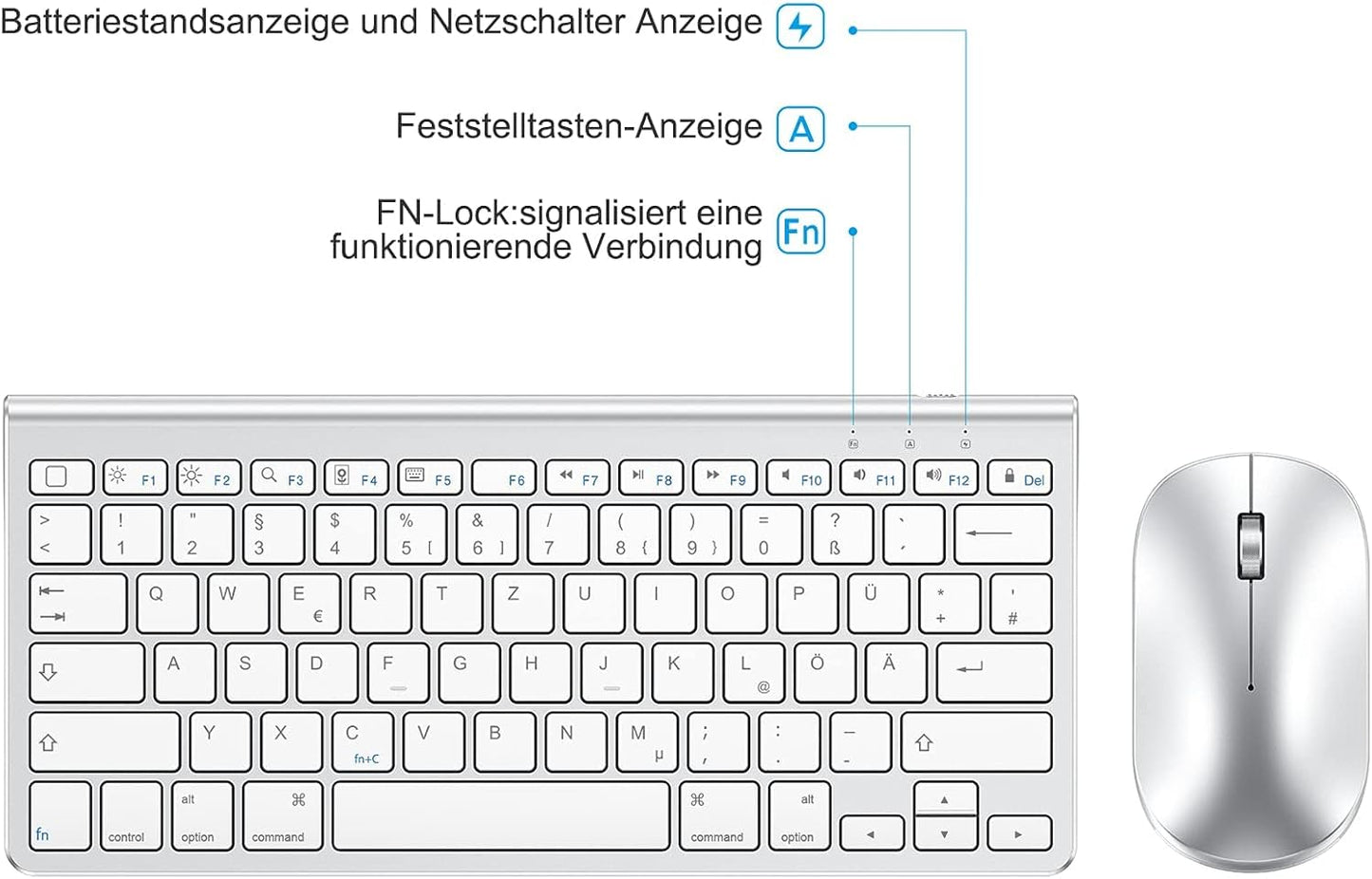 OMOTON Bluetooth - Tastatur, Maus & Ständer Set für alle iPads & Tablets