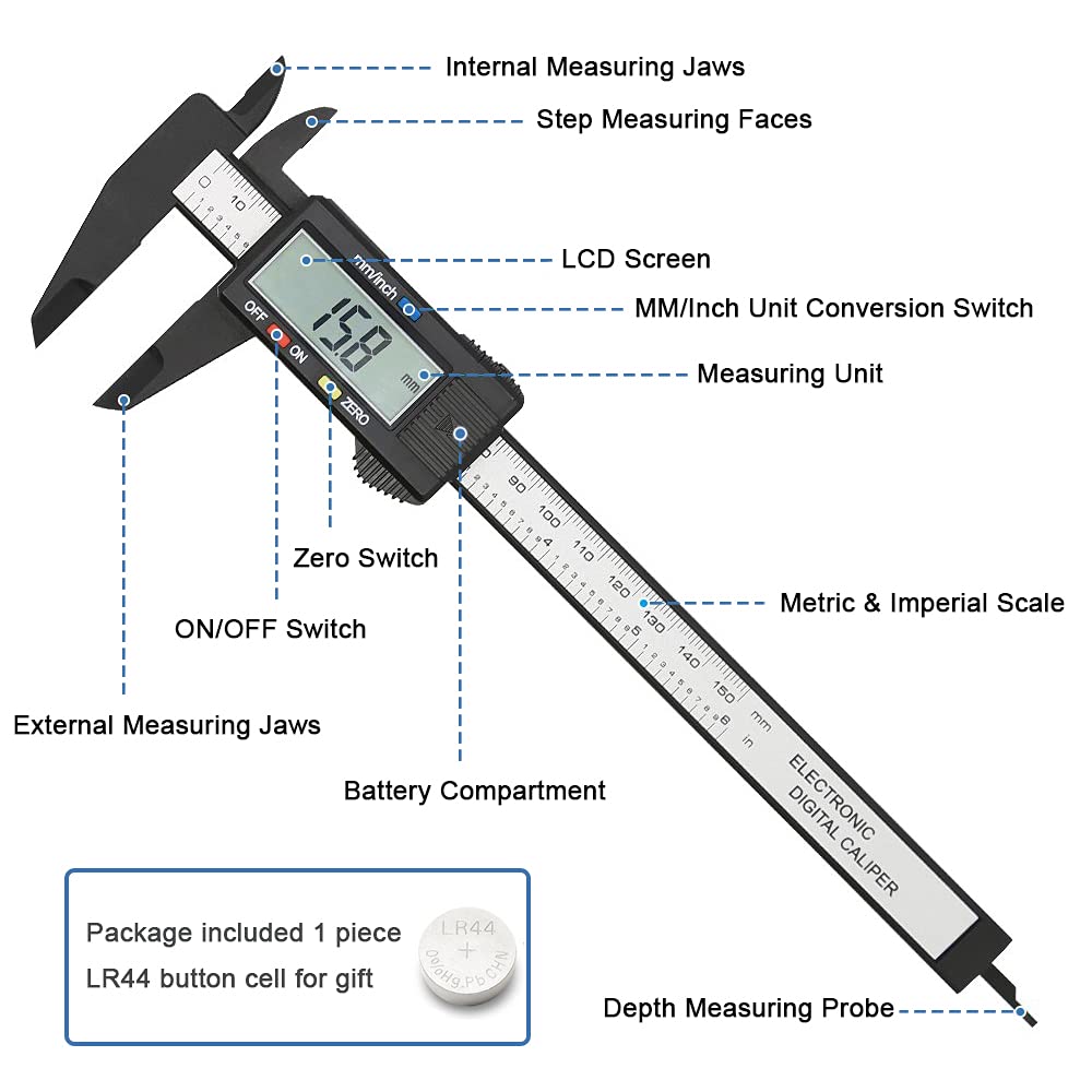 Mesee Digitaler Messschieber, 150 mm