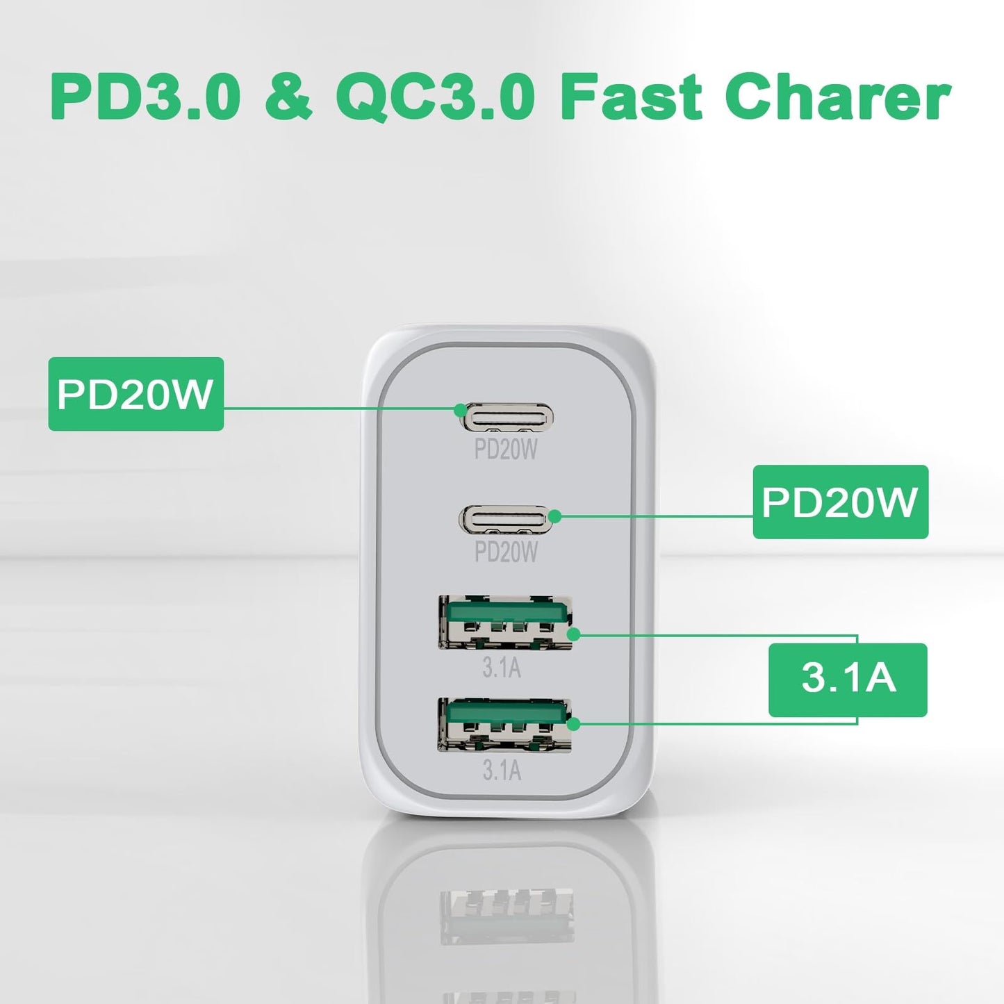 40W USB C Schnellladegerät - 2er-Pack - 4 Port