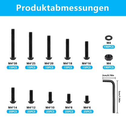 M3-M8 kreutzschlitz schrauben set