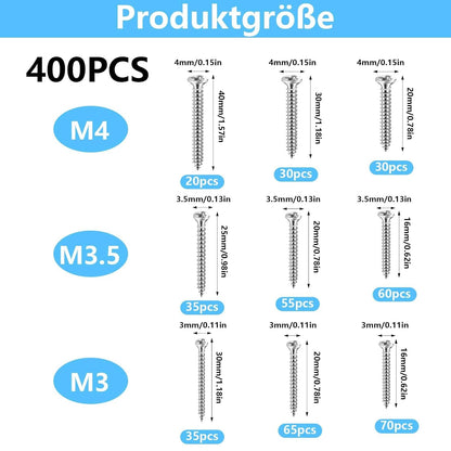 M3-M8 kreutzschlitz schrauben set