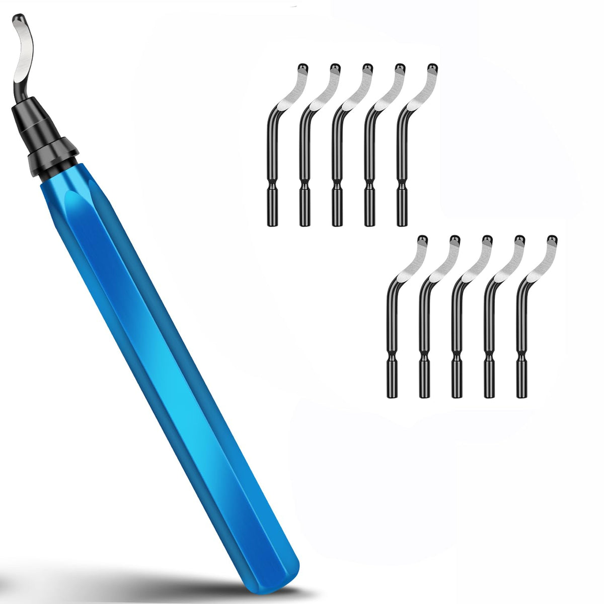 3D-Druck-Entgratifert-Satz Entgrater Werkzeug mit 11 Unterschiedlichen Klingen 5-Feilen-Set und Seitenschneider Metal Handle Hand Deburring Tools files