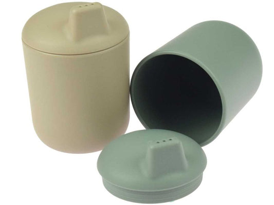 dantoy tiny BIOplastic Schnabeltassen, olive- und moccafarben, 2er-Set