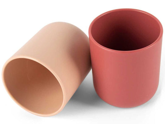 dantoy tiny BIOplastic Becher, weinrot und sandfarben, 2er-Set