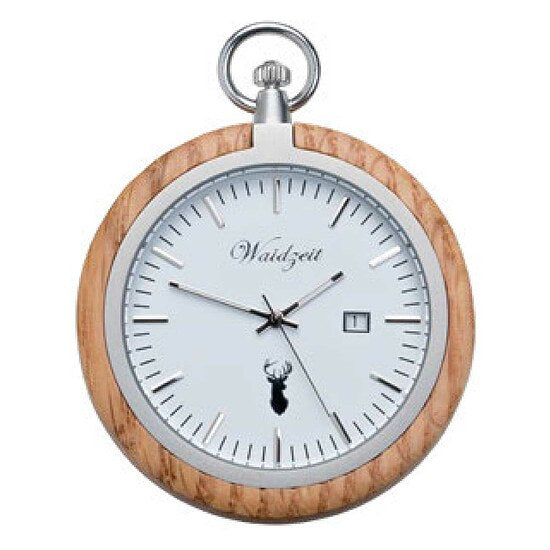 Waidzeit TE01 Modell Taschenuhr Eiche mit Quarzwerk