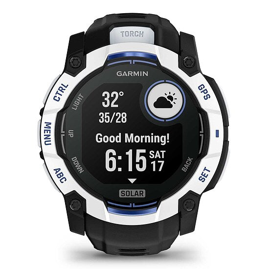 Garmin Instinct 3 Solar Schwarz-Steinweiss mit Silikonarmband Ref. 010-02935-03 - Outdoor GPS Smartwatch