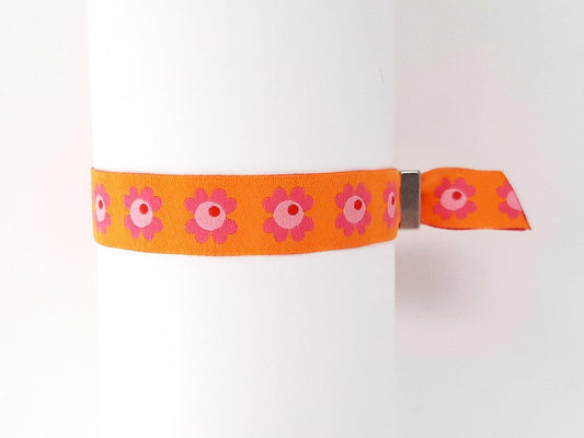 Einlassband Blumen orange