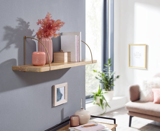 Wandregal 80x25x22 cm Mango Massivholz / Metall Hängeregal Industrial