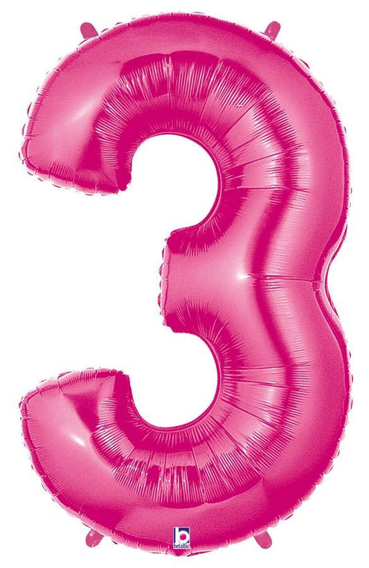 Zahlenballon pink 3 (102 cm)