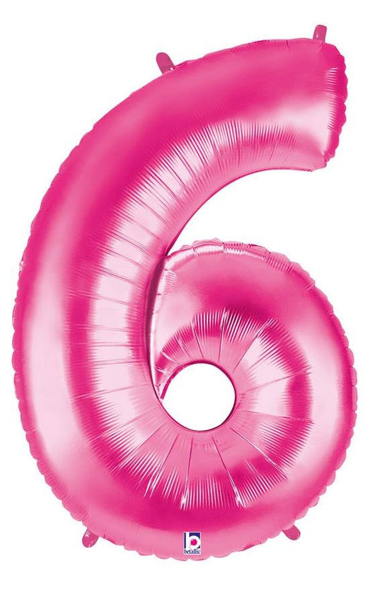 Zahlenballon pink 6 (102 cm)