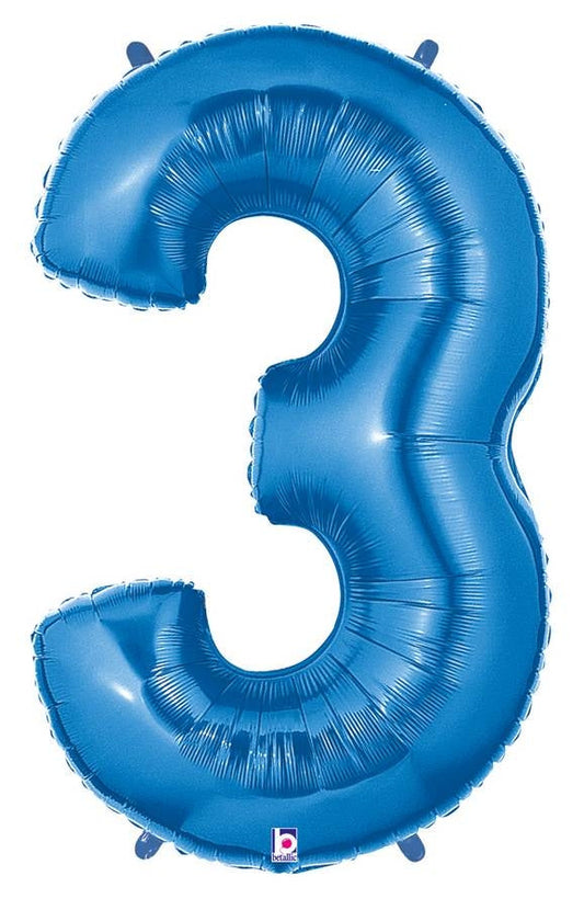 Zahlenballon blau 3 (102 cm)