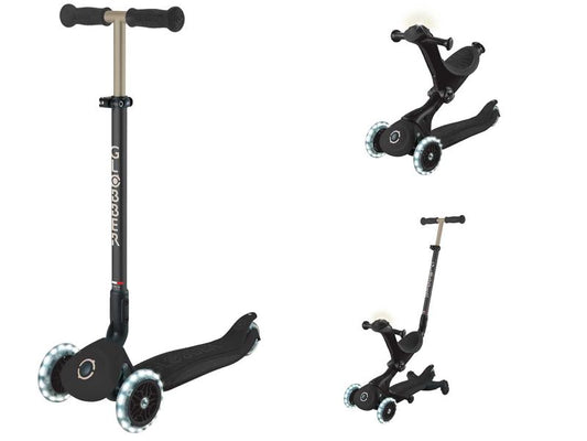 GLOBBER Go-Up -Deluxe Lights 360° 3in1, schwarz mit Leuchtrollen