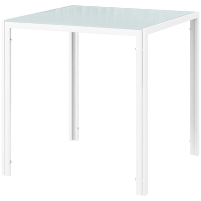 HOMCOM Esstisch Quadratischer Küchentisch für 4 Personen, Esszimmertisch aus Hartglas, bis 80 kg belastbar, für Küche, Esszimmer, 75 x 75 x 75 cm, Weiß   Aosom