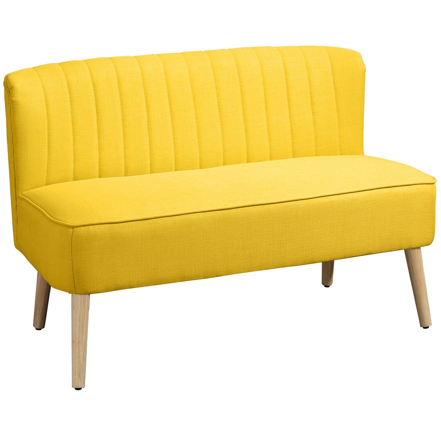 HOMCOM 2-Sitzer Stoffsofa Polstersofa Sitzmöbel Loungesofa Holz Schaumstoff Gelb 117 x 56,5 x 77 cm   Aosom