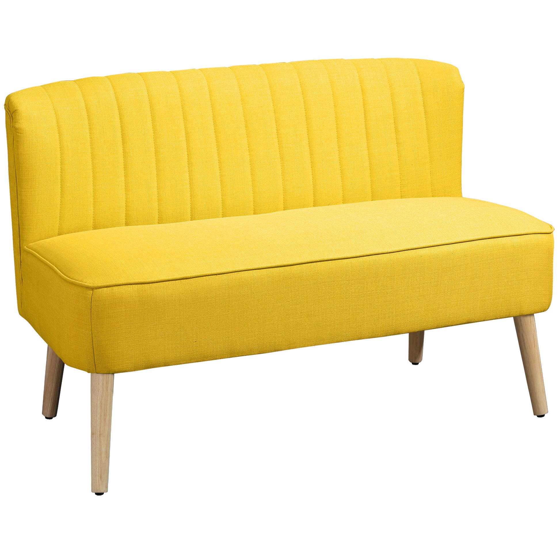 HOMCOM 2-Sitzer Stoffsofa Polstersofa Sitzmöbel Loungesofa Holz Schaumstoff Gelb 117 x 56,5 x 77 cm   Aosom