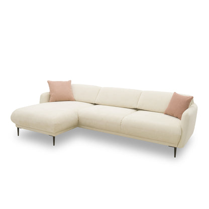 Ecksofa 200 023, L-Form, Rückenfunktion, Holz-Füße, 269 x 156 x 73 (BxTxH), creme   Aosom