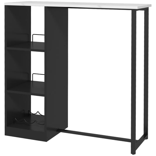 HOMCOM Barhochtisch Küchentisch Stehtisch - Stahlgestell Marmoroptikplatte - 105 x 40 x 105 cm weiß   Aosom