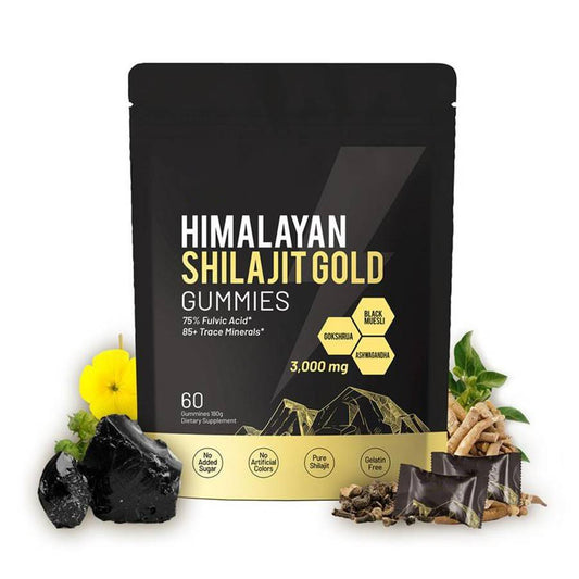 Himalayan Shilajit Gold Gummies 3000mg Pure Shilajit | 75% Fulvic Acid, 85+ Trace Minerals | 60 Gummies