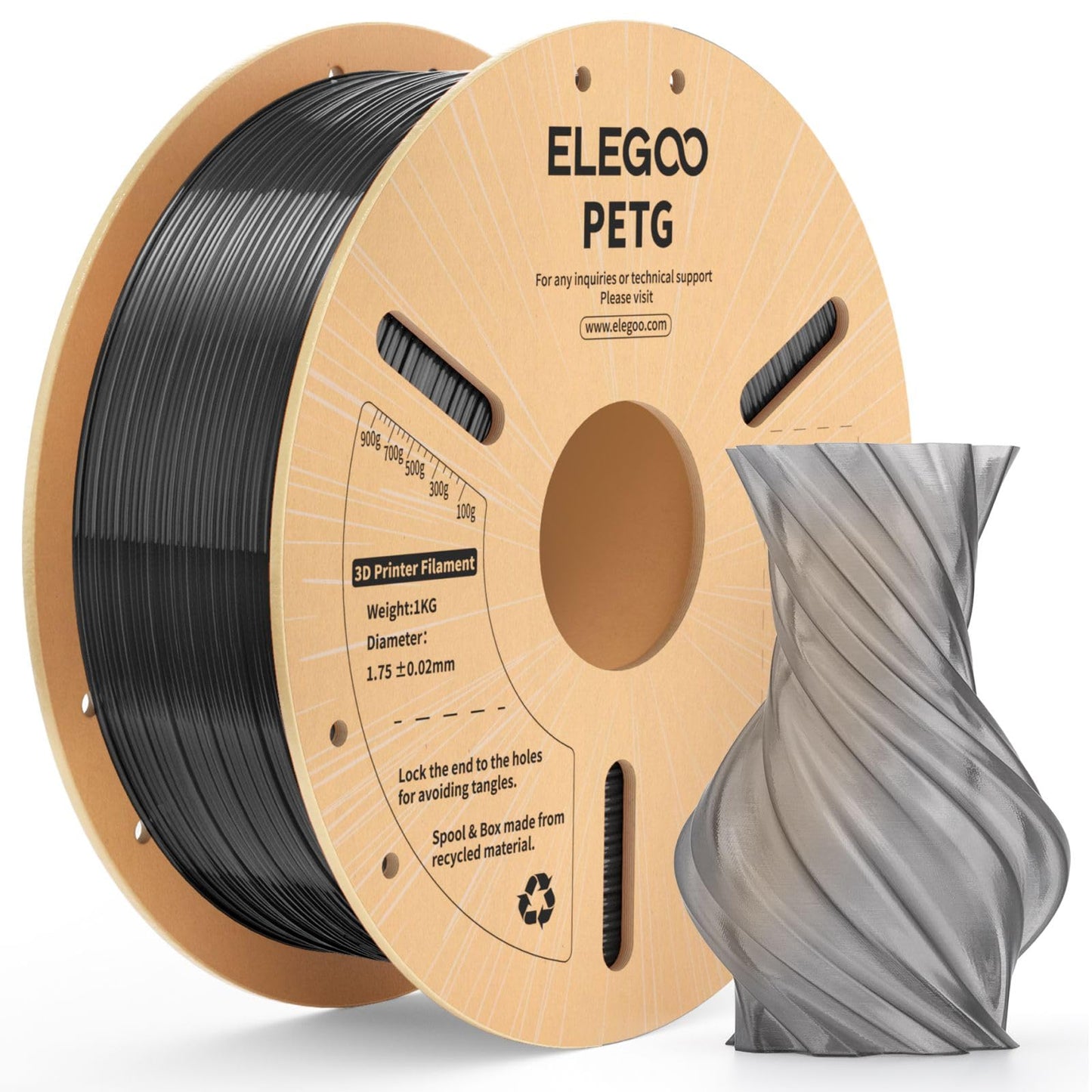 ELEGOO PETG Filament 1,75 mm Grau 1 KG