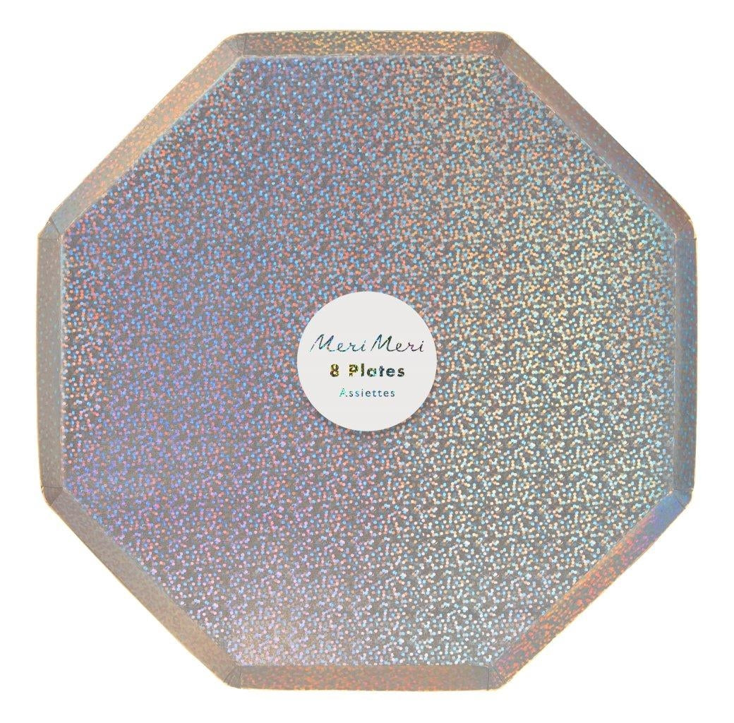 Classic Pappteller groß Hologramm Silber