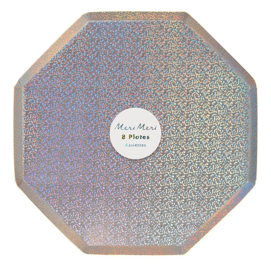 Classic Pappteller groß Hologramm Silber