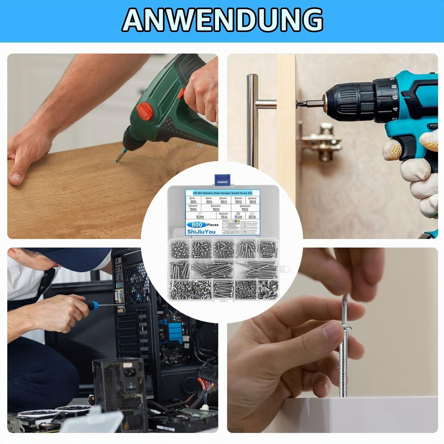 M3-M8 kreutzschlitz schrauben set