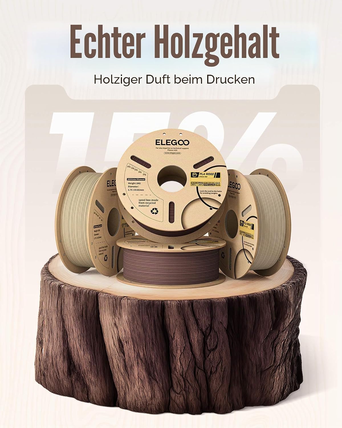 ELEGOO PLA Filament 1.75mm Schwarz 1KG
