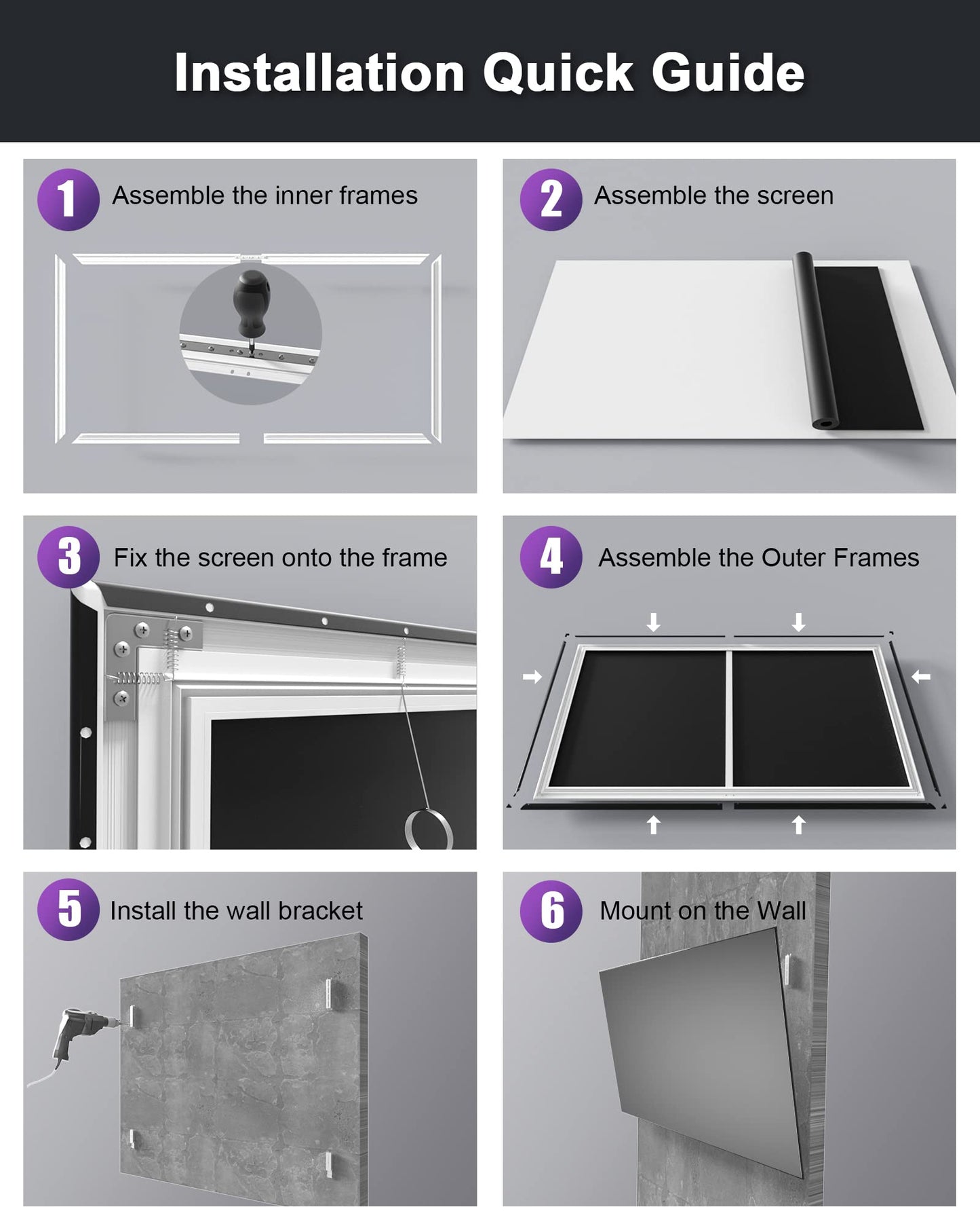 AWOL VISION - 150 Inch Fixierte Projektor Leinwand