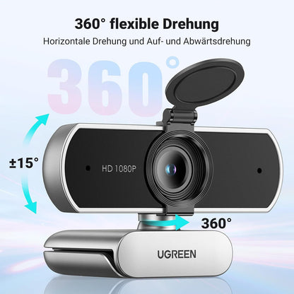 UGREEN FineCam Lite 1080P, Dual-Mikrofon, Fixfokus, mit Privacy Cover