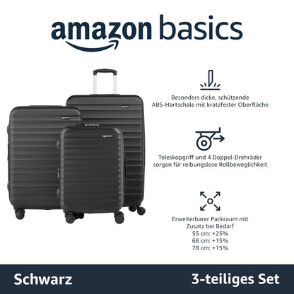 Amazon Basics Hartschalen Kofferset - 3-teiliges Set (55, 68, 78 cm)