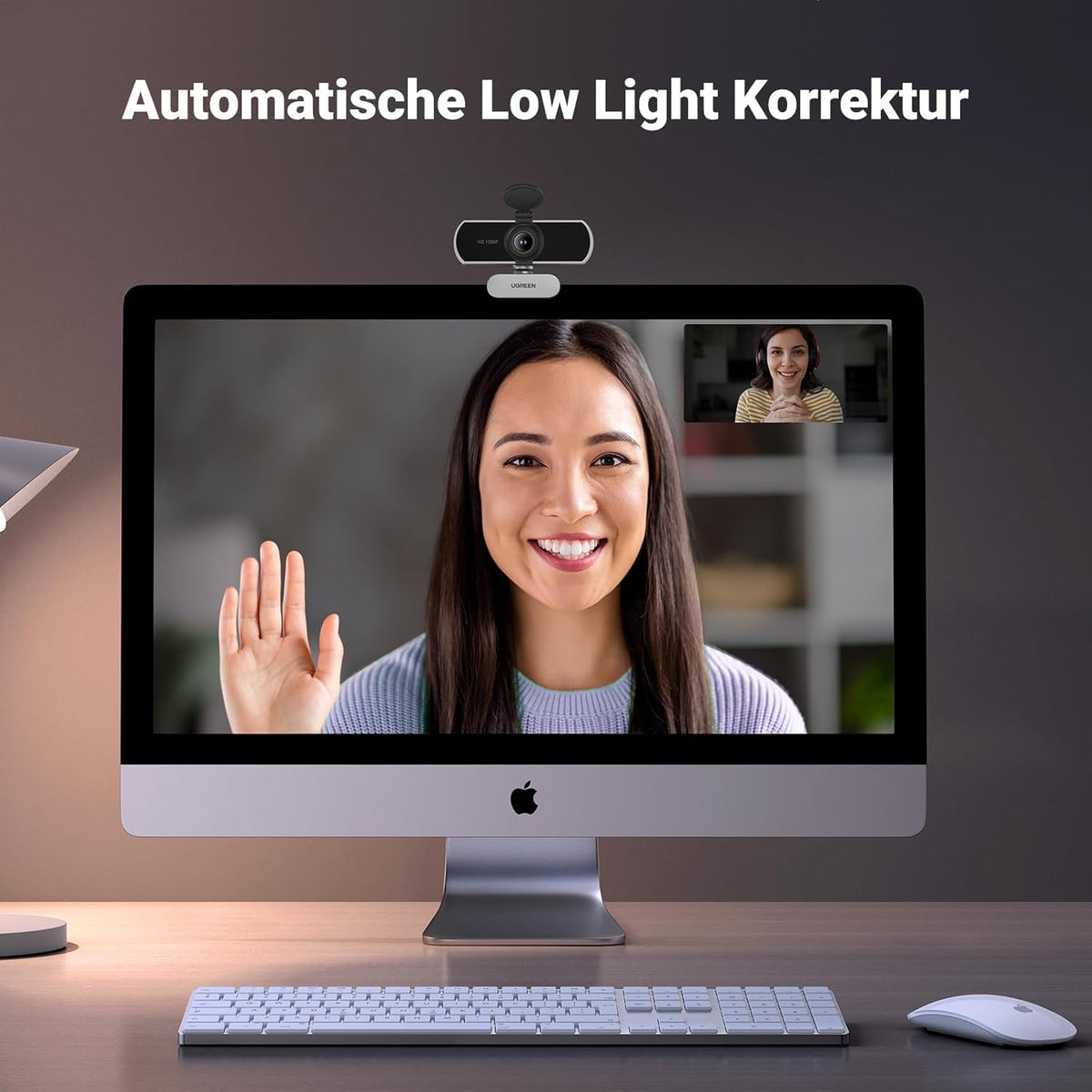 UGREEN FineCam Lite 1080P, Dual-Mikrofon, Fixfokus, mit Privacy Cover